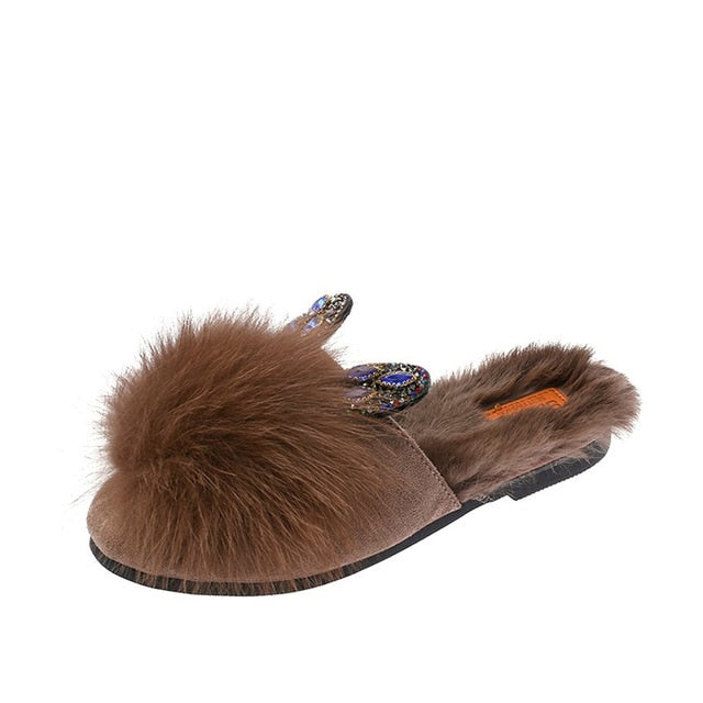 Rabbit Ear Plush Slippers-ecomhunts